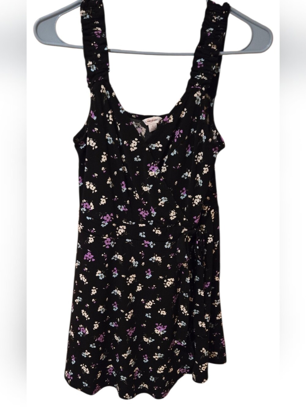 Candies Skort Dress Black with Purple & Cream Flowers Size Small